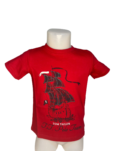 Tricou copii, Tom Tailor, cu imprimeu "Corabie Pirati", Rosu